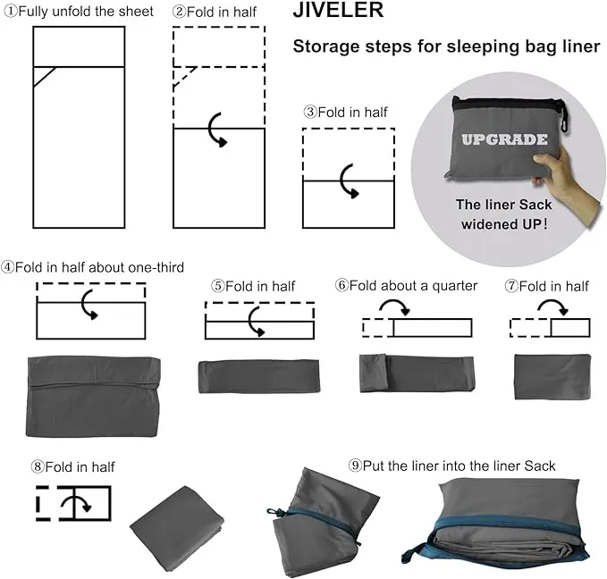 Lightweight Sleeping Bag Liner Camping Travel Sheets Ultralight Sleeping Bag Sack for Backpacking Hiking Hotel Hostels and Traveling, Stuff Sack Included