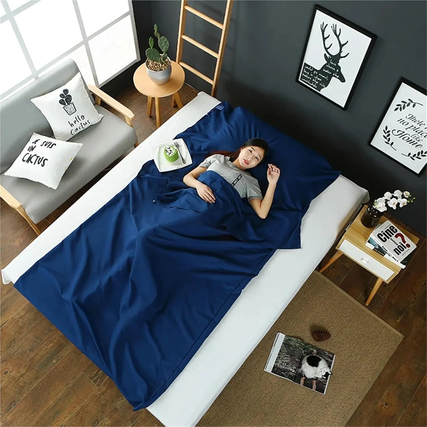 Lightweight Sleeping Bag Liner Sleeping Sack Outdoor Hotel Travel Sheet Camping Mat Equipment