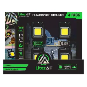 LitezAll Rechargeable 300 Lumen Kompanion 4-Pack Gift Box