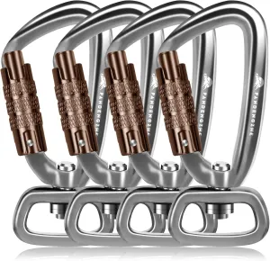 Locking Carabiner Clip 2.5" with Swivel Ring for Securing Pets, Dog Leash Harness, Camping, Hiking, Keychains