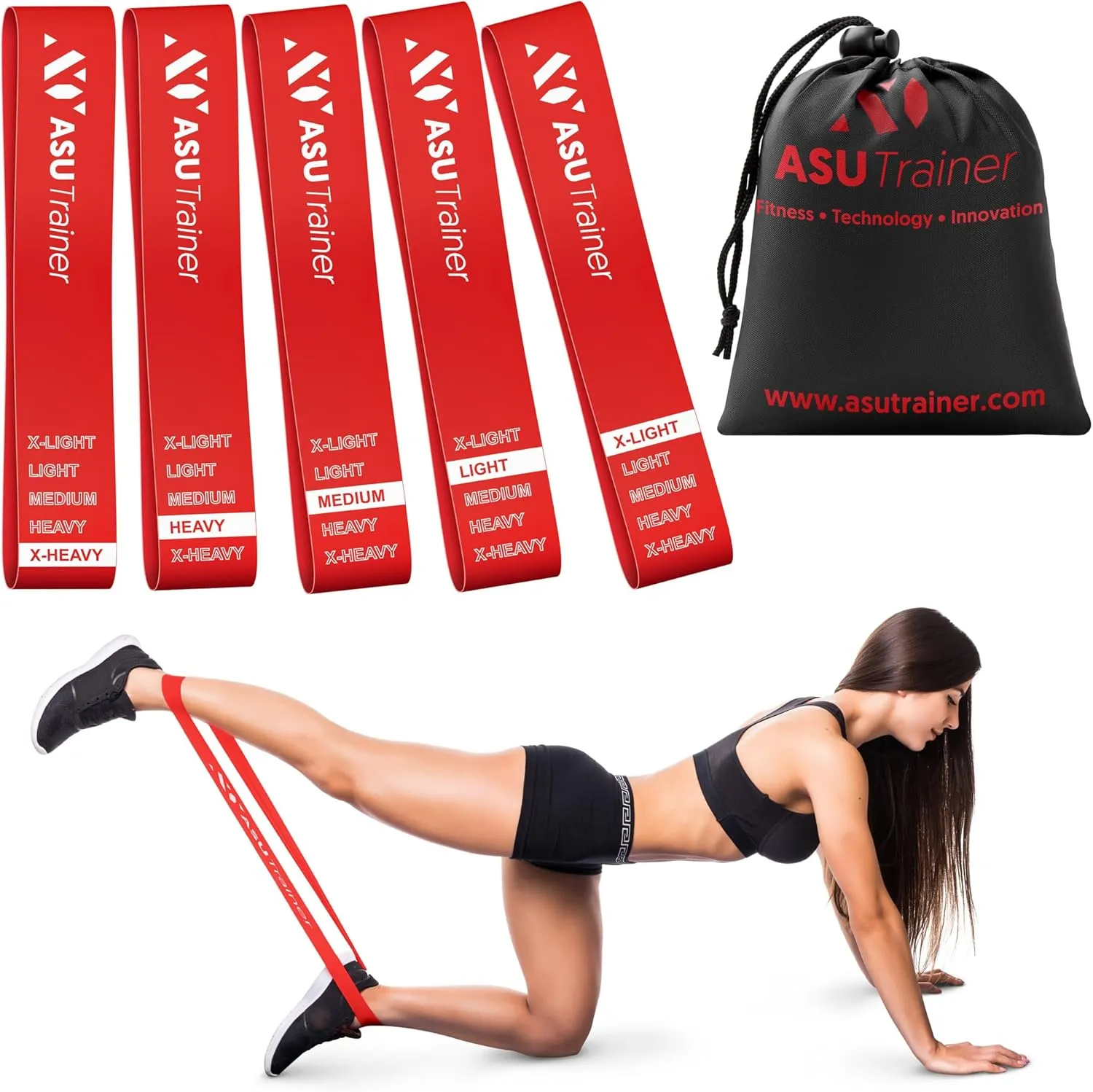Loop Resistance Bands, 5 Exercise Bands, 5–40 lb, Boosting Workout Equipment Made of Durubbex, Resistance Bands for Working Out, Inner Thigh Exercise Equipment, Fitness & Workout Bands