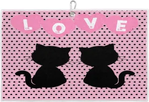 Love Polka Dot Couple Cat Golf Towel with Heavy Duty Carabiner Clip Quick Dry Ultra Absorbent Club Ball Cleaning Towel Golf Accessories for Men Women