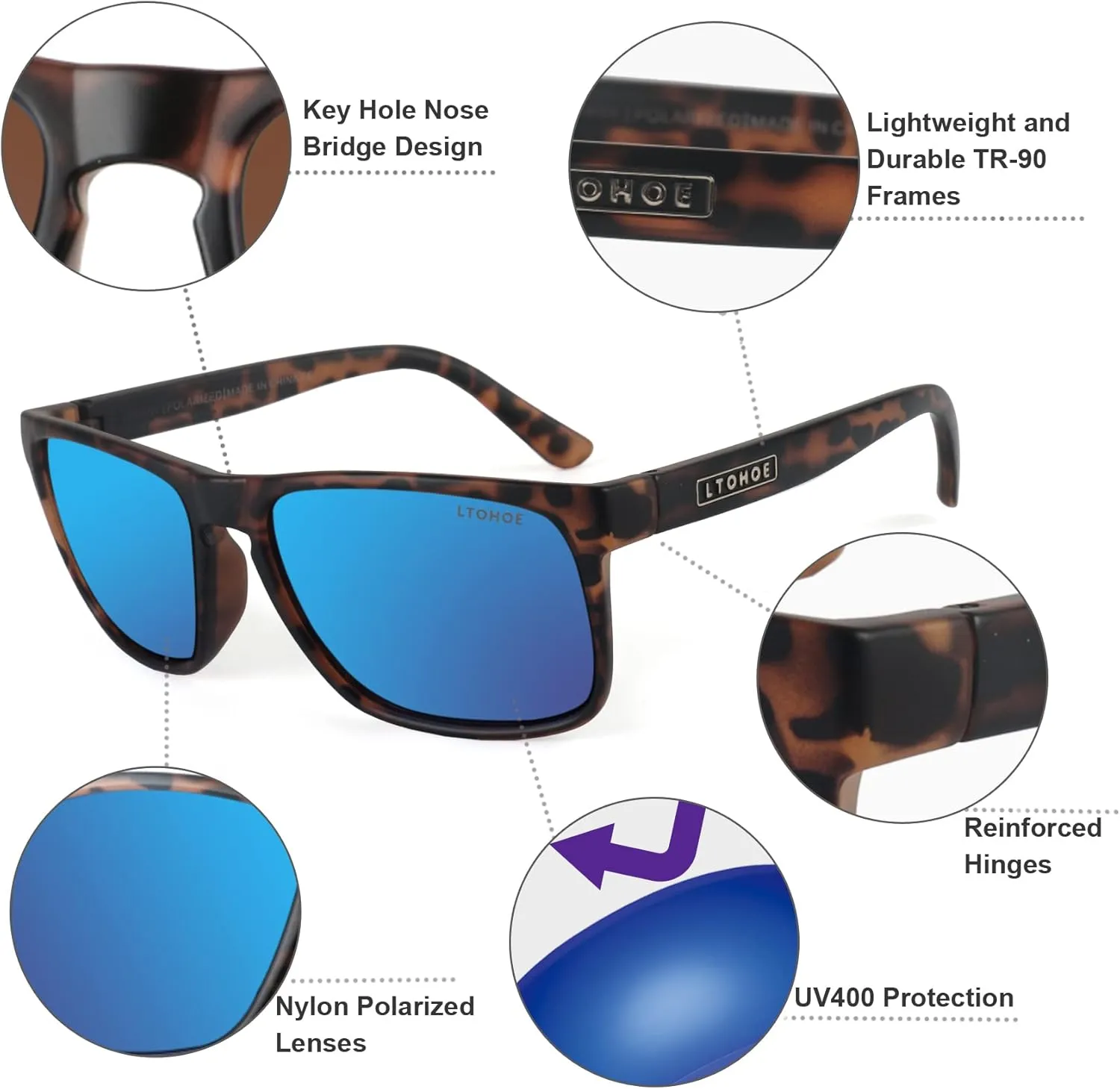 LTOHOE Polarized Sunglasses Womens Mens, Fishing Driving UV Protection, Lentes de Sol para Hombre Gafas de Sol para Mujer
