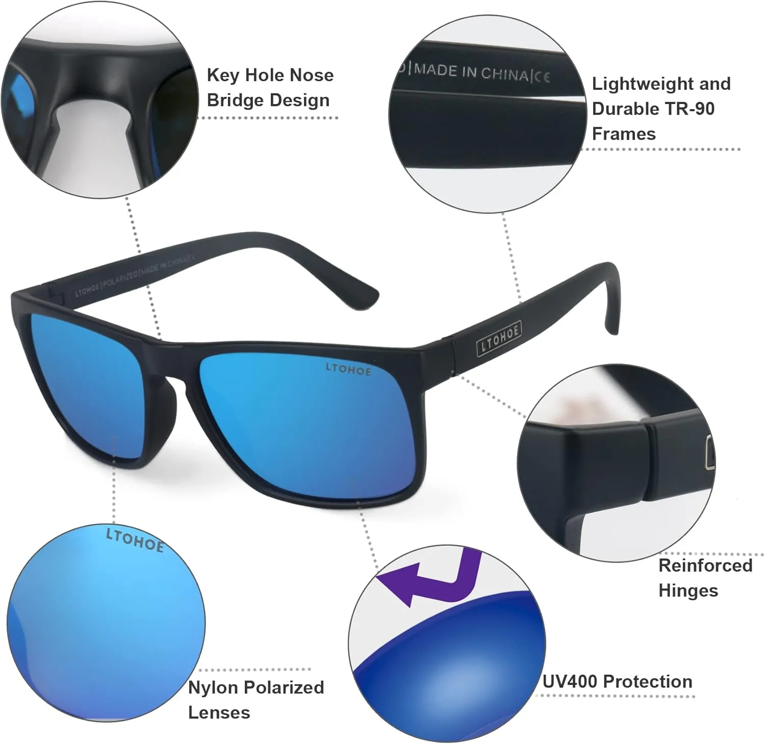 LTOHOE Polarized Sunglasses Womens Mens, Fishing Driving UV Protection, Lentes de Sol para Hombre Gafas de Sol para Mujer