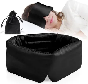 Luxury Silk Sleep Mask, 100% Natural Mulberry Silk, Comfortable Soft for Deep Sleeping, Blackout Effect, Adjustable Band, Eye Mask for Women and Man, Travel& Office& Daily use(Black),Mother's Day Gift