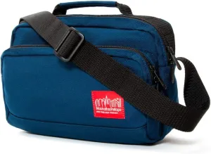 Manhattan Portage Shaw Shoulder Bag With Adjustable Strap Signature Red Lining Water Resistant Coating 1000D Cordura® For Work College Travel (Navy)