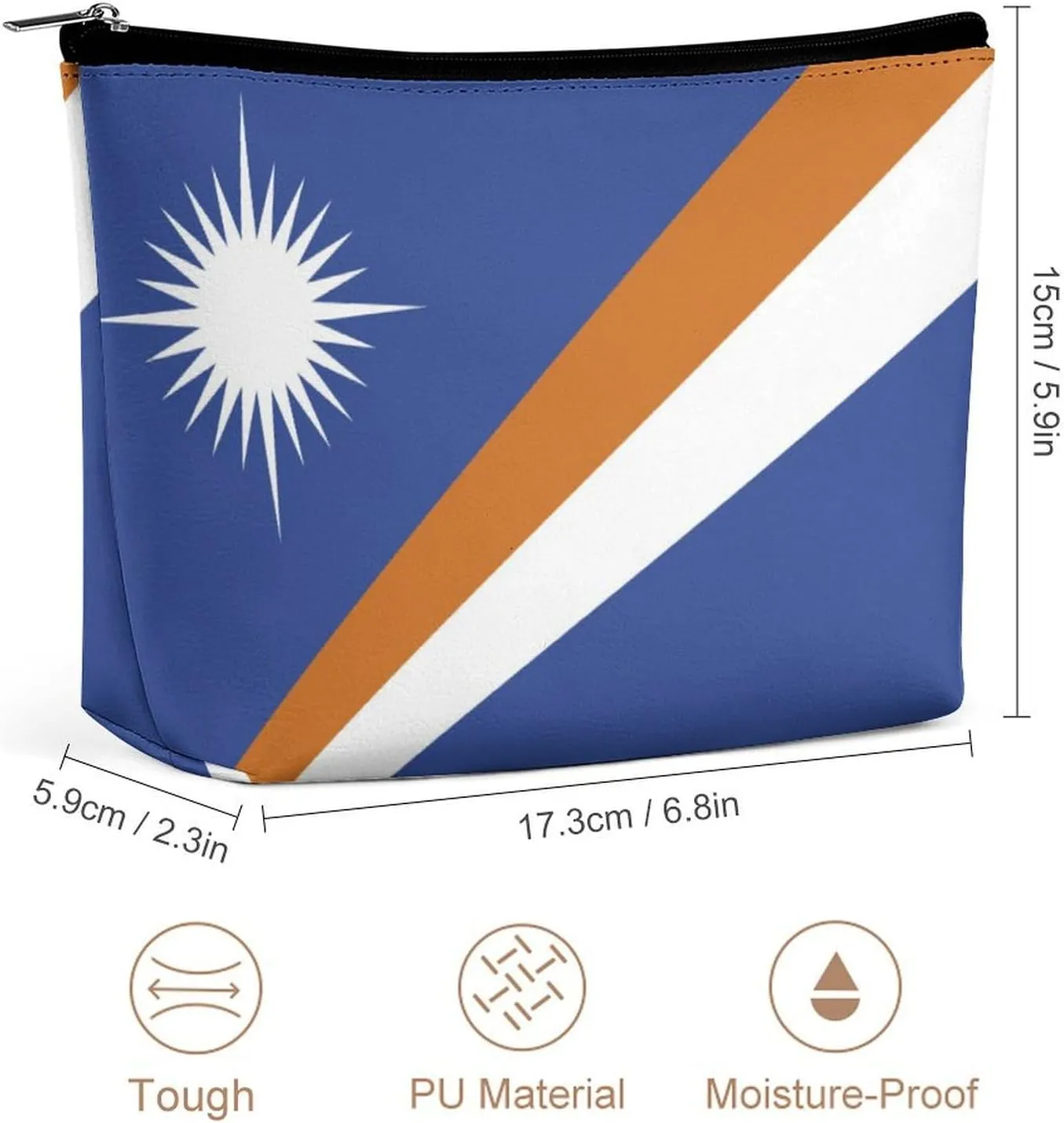Marshall Lslands Flag Travel-Friendly Cosmetic Bag Zipper Makeup Organizer Pouch for Women