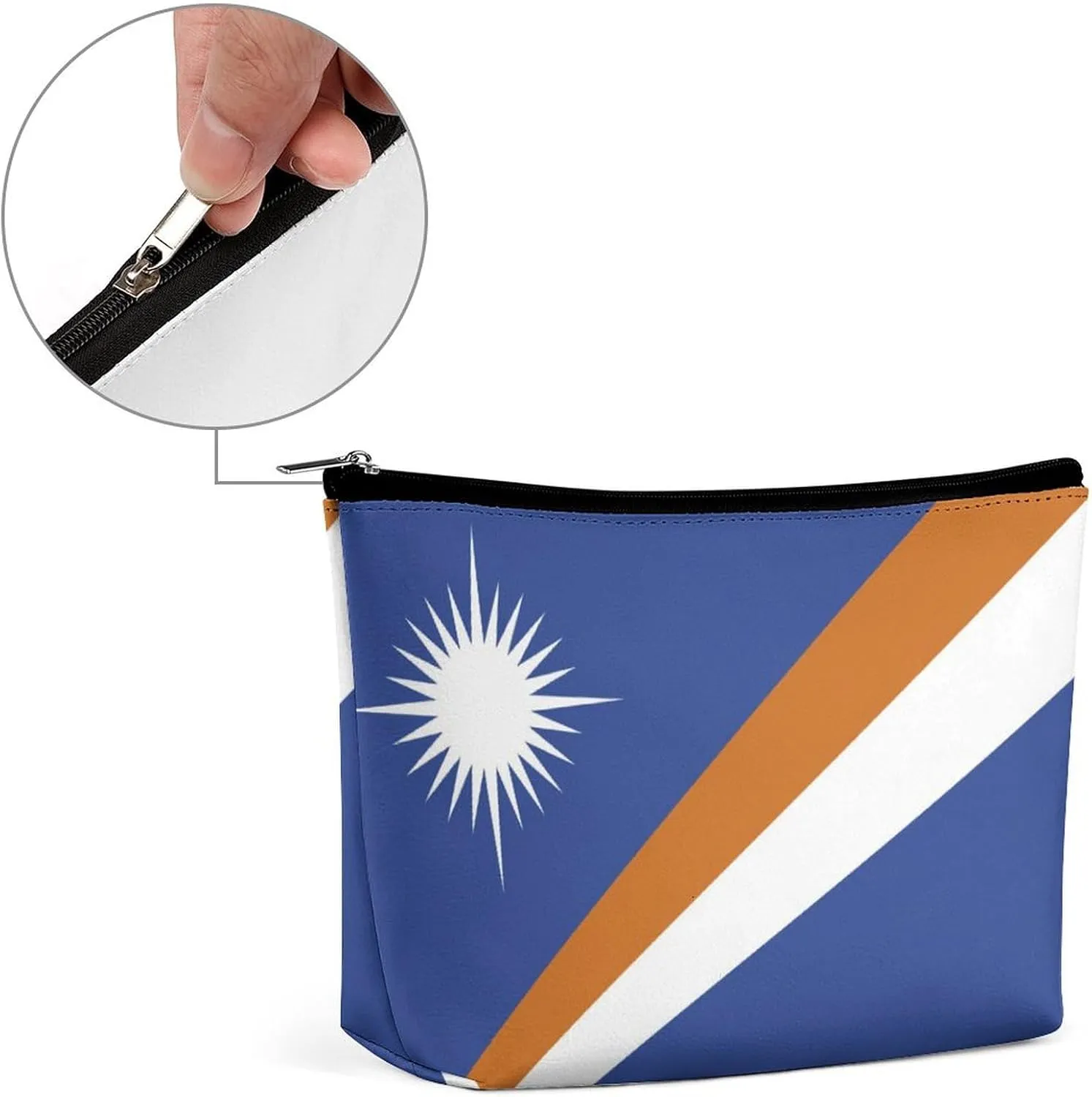 Marshall Lslands Flag Travel-Friendly Cosmetic Bag Zipper Makeup Organizer Pouch for Women