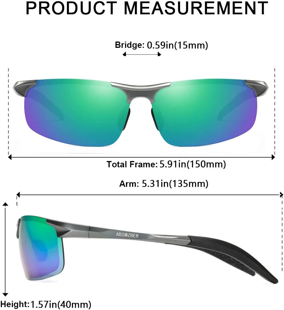 Mens Sports Polarized Sunglasses Driving Metal Frame UV Protection Sunglasses For Men 8177