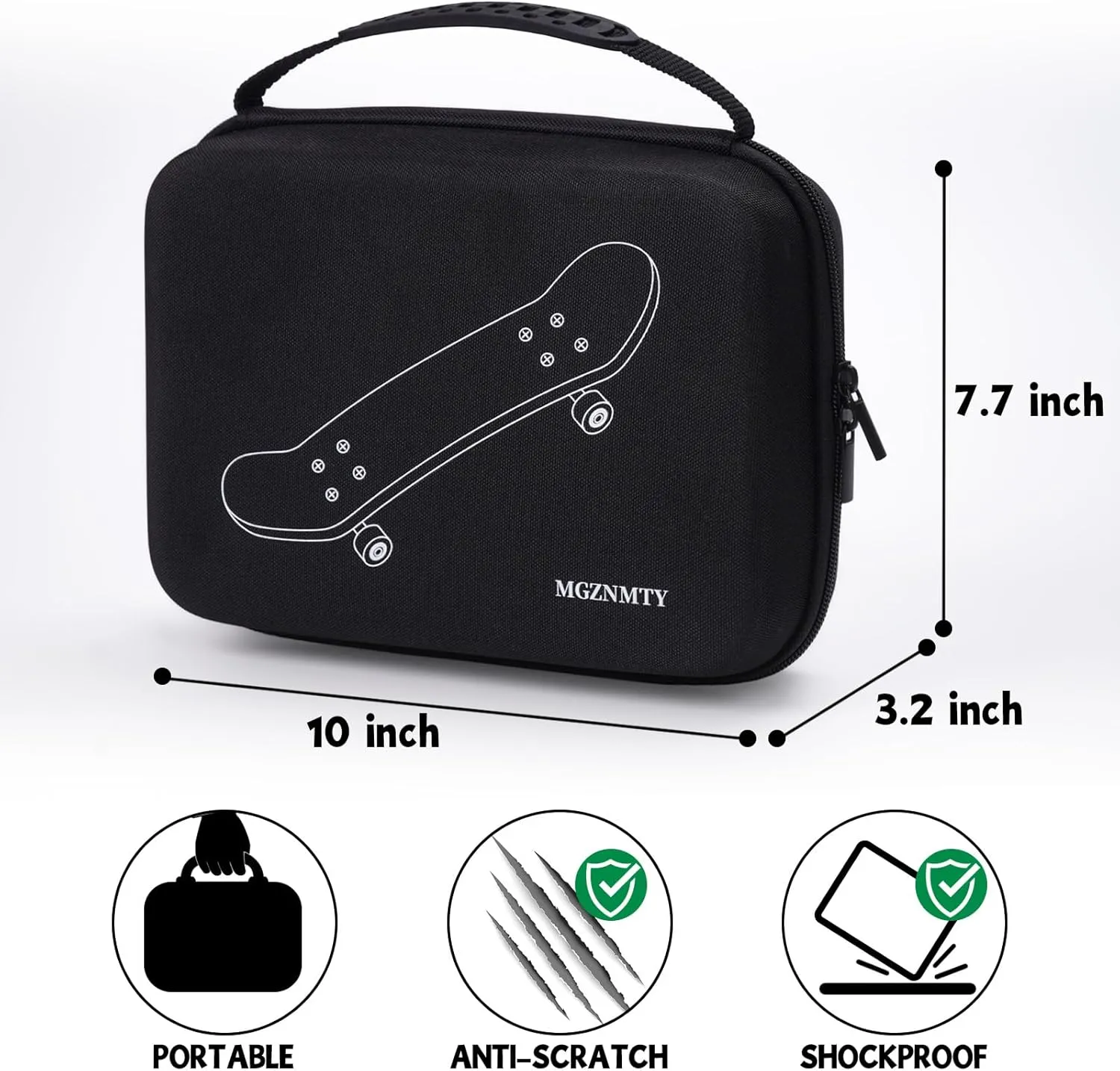 MGZNMTY Portable Storage Case for Teck Deck Ultra DLX Finger Skateboards, Fingerboard Carrying Case Compatible with 16 PCS Tech Deck Fingerboard (Large, Black)