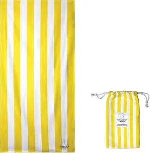 Microfiber Beach Towel, Quick Dry, Compact, Travel-Friendly Towel, Sand Free for Beach, Camping, Swim Pool, Cabana, Gym, Sports & Yoga - Includes Bag - Yellow Sand