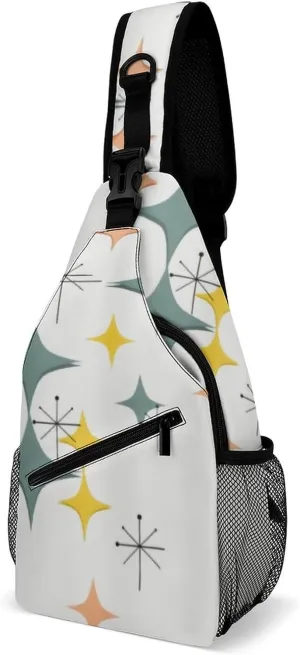 Mid Century Modern Eames Atomic Starbursts Diamond A Spacious And Large Capacity Portable Adjustable Chest Bag