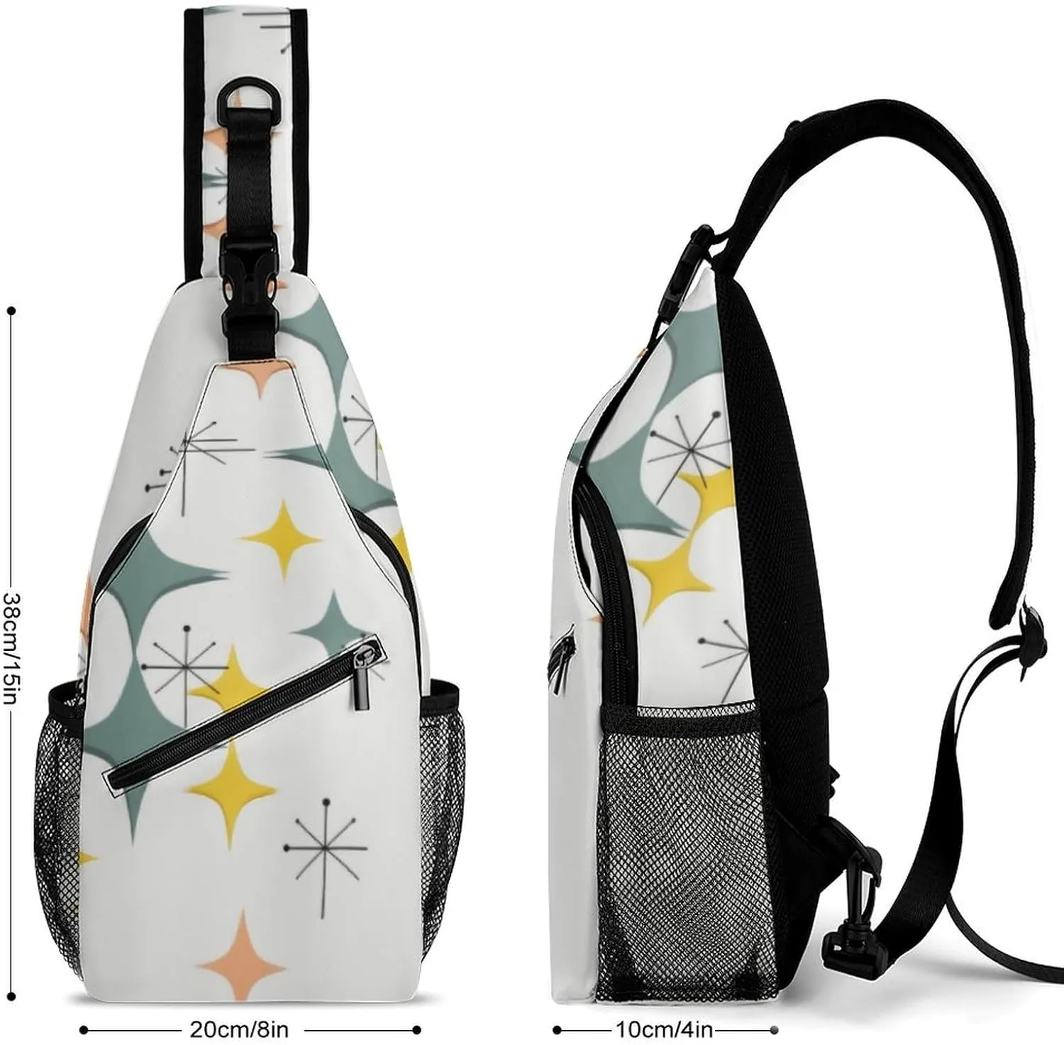 Mid Century Modern Eames Atomic Starbursts Diamond A Spacious And Large Capacity Portable Adjustable Chest Bag