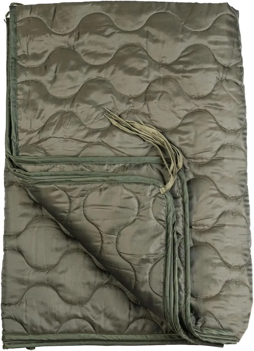 Mil-Tec Ripstop Poncho Liner - Lightweight Portable Durable Polyester Versatile Poncho Liner - Can be Used as Comforter, Blanket, Ground Mat, Sleeping Bag - Carry Bag Included - Olive Drab