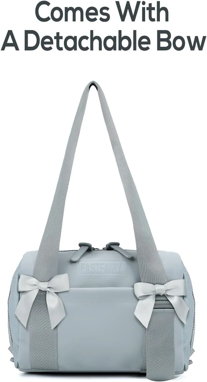 Mini Gym Bag for Women: handbag or shoulder bag with Adjustable Straps - With Cute Bow - Yoga Work Workouts