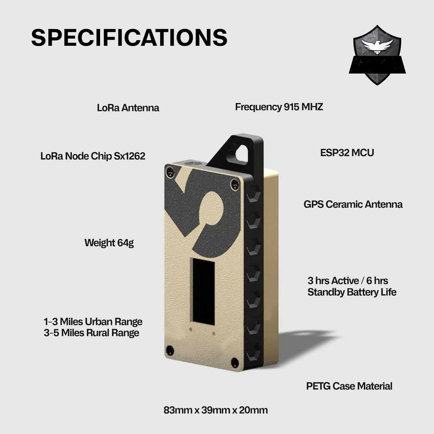 MiniTrekker LoRa Off-Grid Communicator - Compact, ATAK Enabled, 915 MHz LoRa ESP32 GPS, Mesh Connectivity, Rugged Design for Hiking, Camping, and Outdoor Adventures (Desert Sand)