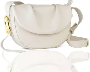 Modern Shoulder HandBag Half Moon Design Solid Comfortable Soft & Smooth Bag Pocket With Adjuatable Straps Compact And Durable Lightweight White Color Bag For Womens