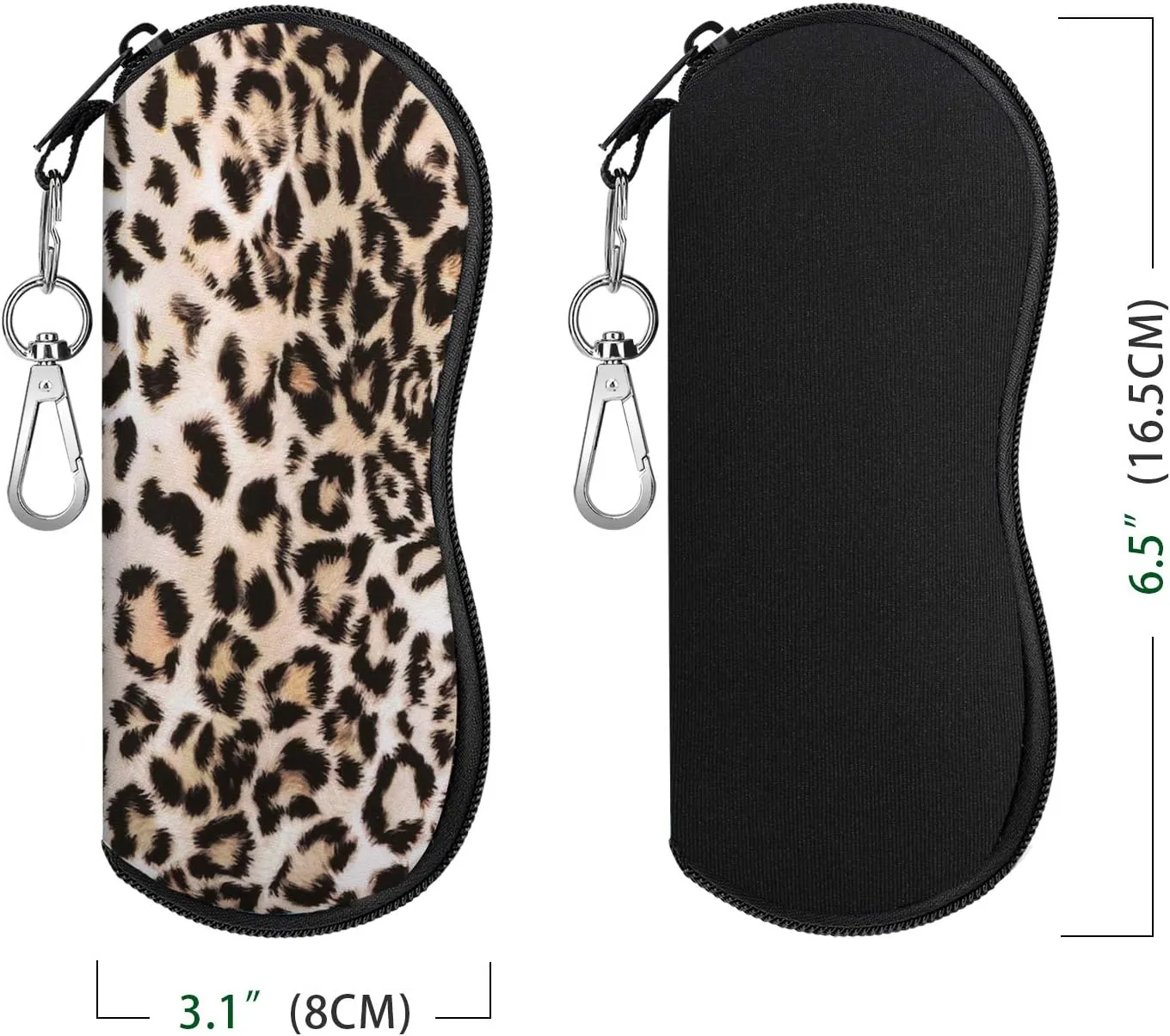 MoKo Sunglasses Soft Case 2 Pack, Ultra Light Portable Neoprene Zipper Glasses Case, Eyeglass Safety Pouch Box with Belt Clip