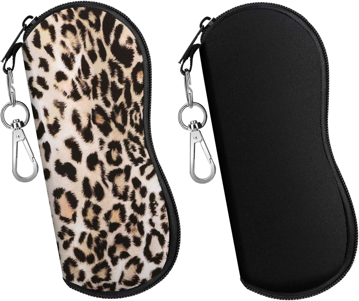 MoKo Sunglasses Soft Case 2 Pack, Ultra Light Portable Neoprene Zipper Glasses Case, Eyeglass Safety Pouch Box with Belt Clip