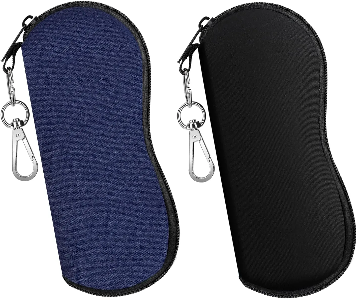 MoKo Sunglasses Soft Case 2 Pack, Ultra Light Portable Neoprene Zipper Glasses Case, Eyeglass Safety Pouch Box with Belt Clip