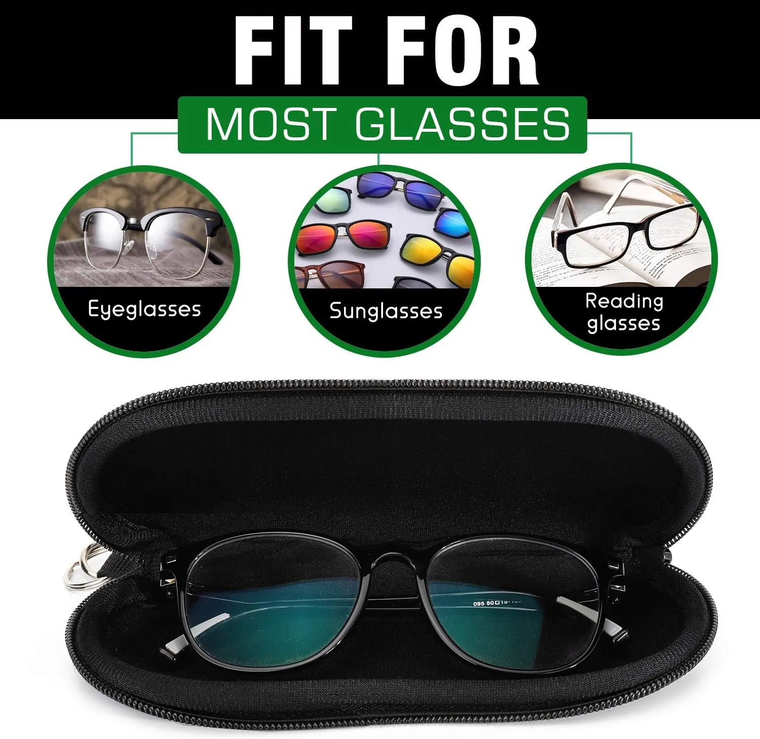 MoKo Sunglasses Soft Case 2 Pack, Ultra Light Portable Neoprene Zipper Glasses Case, Eyeglass Safety Pouch Box with Belt Clip