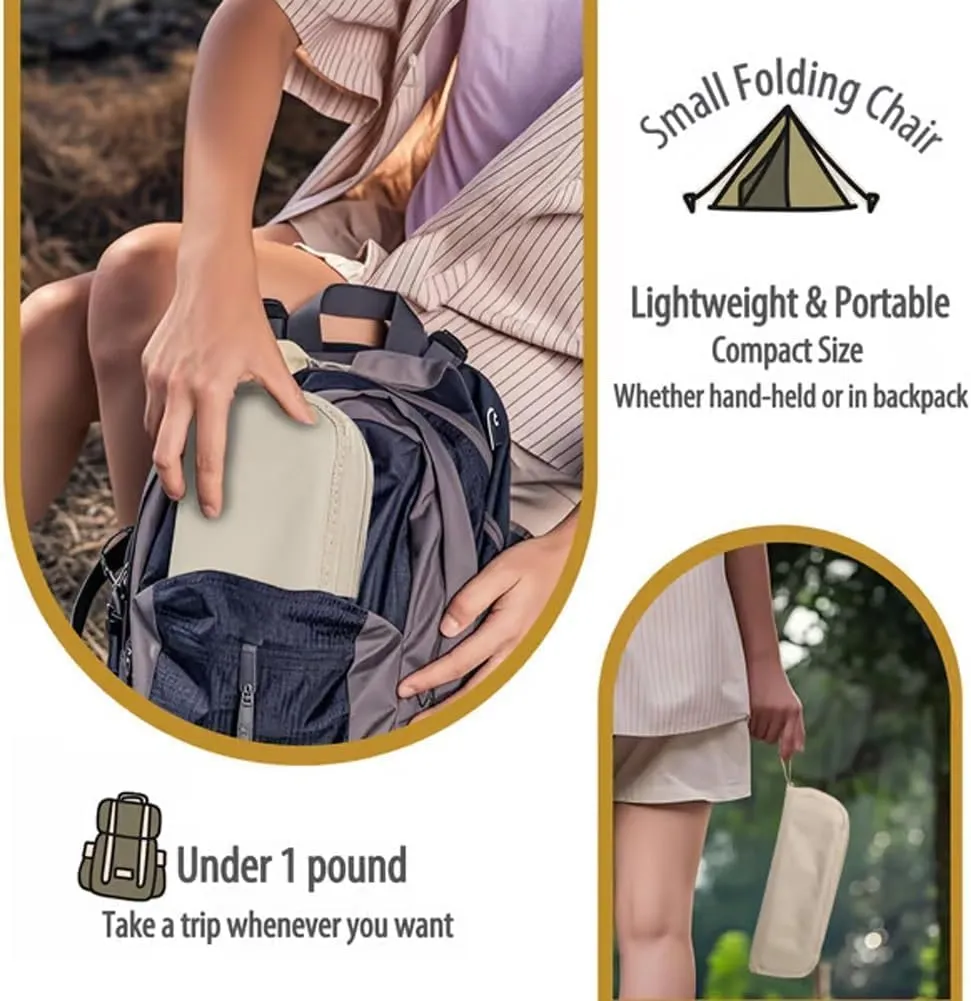 Mountaineering and Hiking Portable Stool, Ultralight Folding Camping Stool, Ultra-Light Portable Folding Chair, 330lb Max Weight Lightweight but Sturdy, for Hiking, Beach, Camping (Beige)