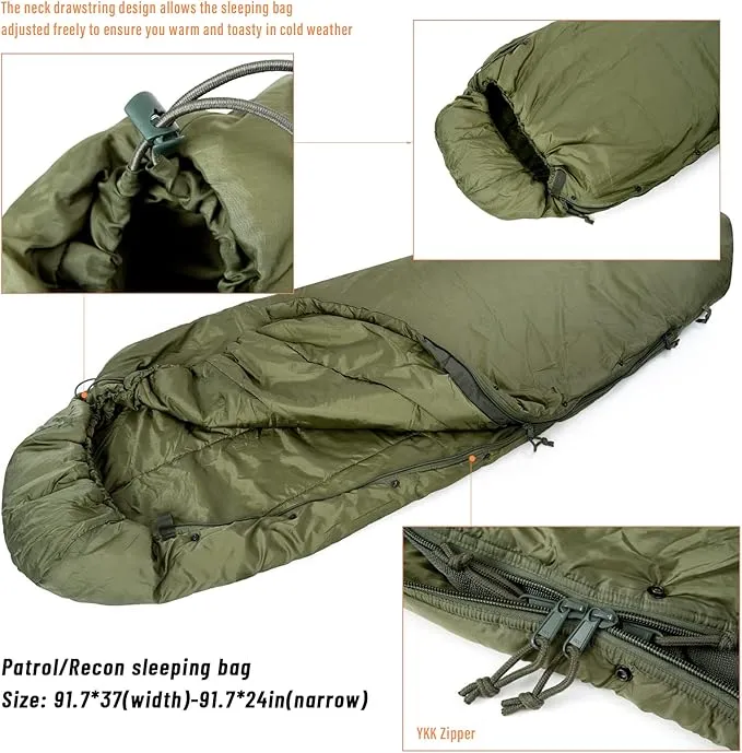 MT Army Military Modular Sleeping Bags System, Multi Layered with Bivy Cover for All Season, Woodland/Multicam