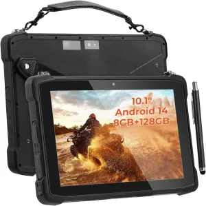 MUNBYN 10.1" Rugged Tablet IRT11, Android 14, 8GB 128GB Rugged Android Tablet with GPS, 700nits Outdoor Work PC, IP65 Waterproof for Offroad UTV, Drone, Camping 2Y Protection