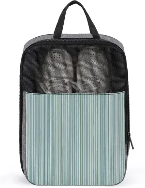 Muted Blue-green Mini Stripes Shoe Bag for Travel Daily Use Anti-dust Storage Carrier Golf Shoe Pouch