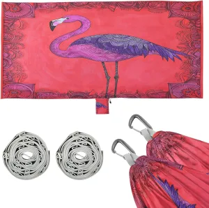 Mysterious Watercolor Flamingo Camping Hammock Single Portable Hammocks 330 lbs Capacity with 2 Tree Straps and Attached Carry Bag,Perfect for Outdoor,Indoor,Beach,Camping,Travel