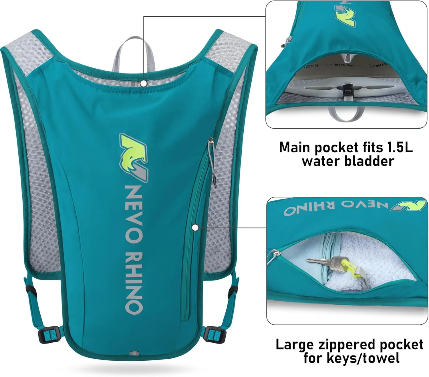 N NEVO RHINO Running Vest,Hydration Vest 5.5L with 1.5L Water Bladder,Lightweight Hydration Pack Water Backpack for Hiking Race