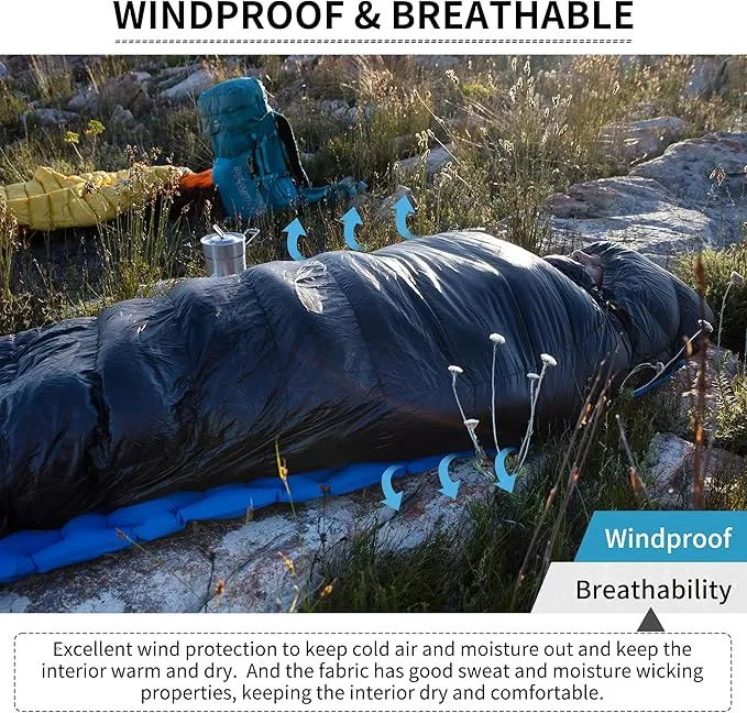 Naturehike Ultralight Down Cold Weather Sleeping Bag, 750/550FP Compact Sleeping Bag 3-4 Season for Adults & Kids, Waterproof - Backpacking, Camping, Hiking, Traveling with Compression Sack