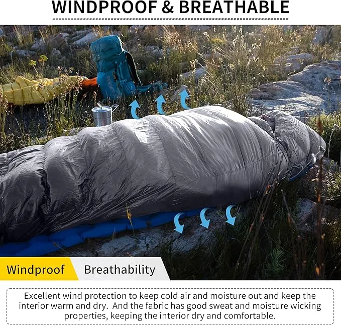 Naturehike Ultralight Down Cold Weather Sleeping Bag, 750/550FP Compact Sleeping Bag 3-4 Season for Adults & Kids, Waterproof - Backpacking, Camping, Hiking, Traveling with Compression Sack