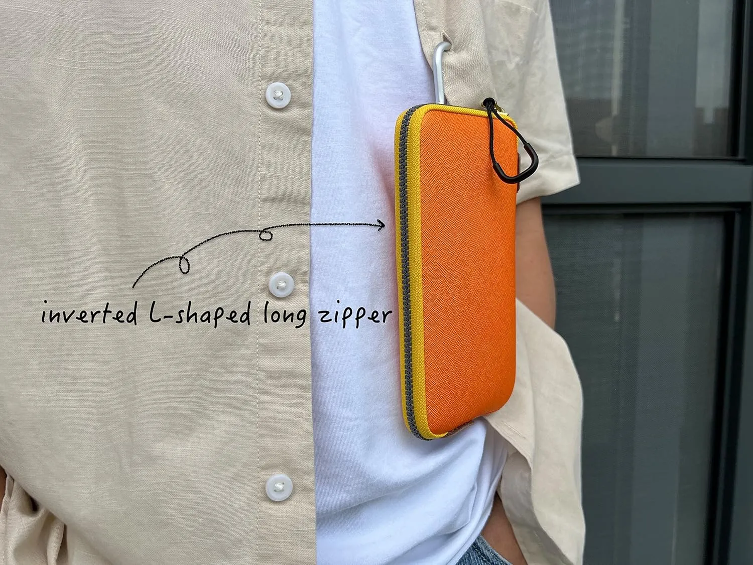 Neoprene Phone Pouch, Lightweight Protective Cellphone Sleeve with Large Zipper Opening, Inner Pocket, Thermal Insulated, Durable Cell Phone Carrier for iPhone & Smartphones [ Orange ]