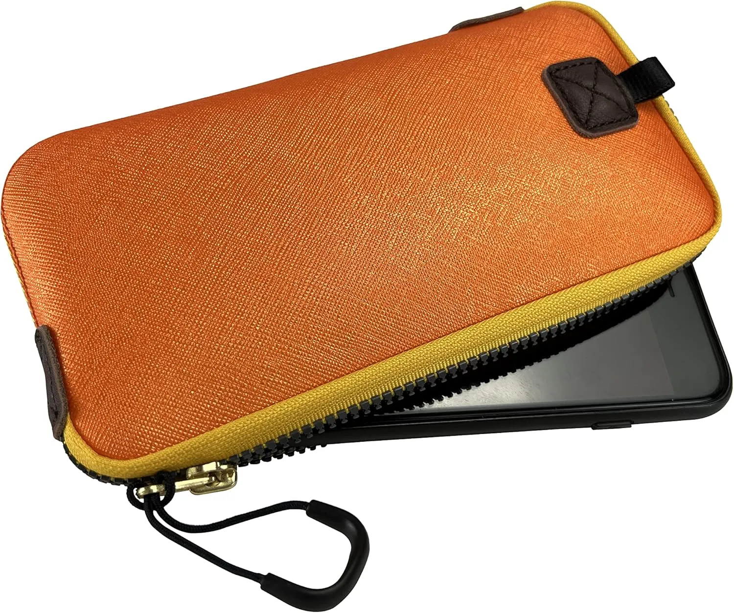Neoprene Phone Pouch, Lightweight Protective Cellphone Sleeve with Large Zipper Opening, Inner Pocket, Thermal Insulated, Durable Cell Phone Carrier for iPhone & Smartphones [ Orange ]