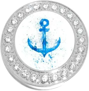 NewCharms Blue Watercolor Anchor Purse Hanger with Bling - Keeps Your Bag Off The Floor and Folds to Fit in Your Handbag