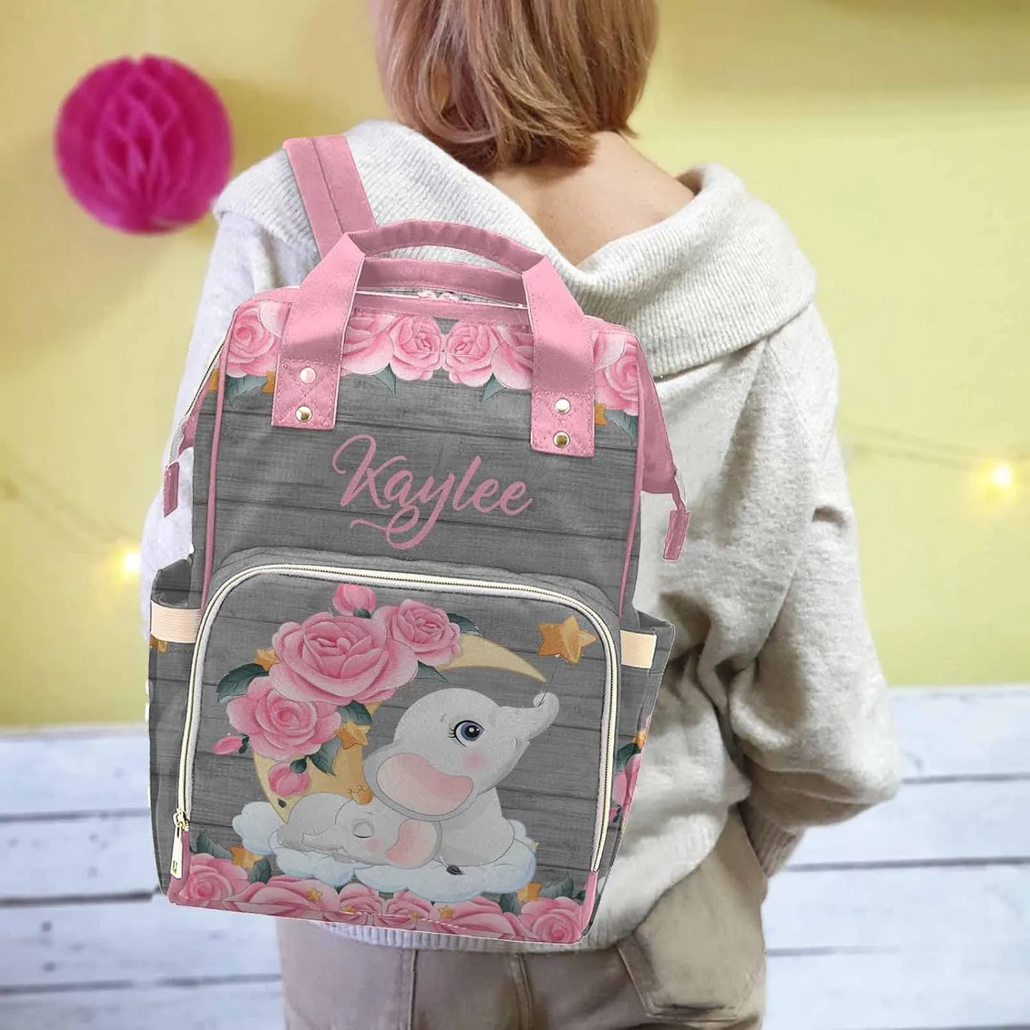 Newcos Custom Nursing Baby Bags with Name Customized Multi-Function Nursing Mommy Daypack Casual Mummy Backpack with Large Capacity