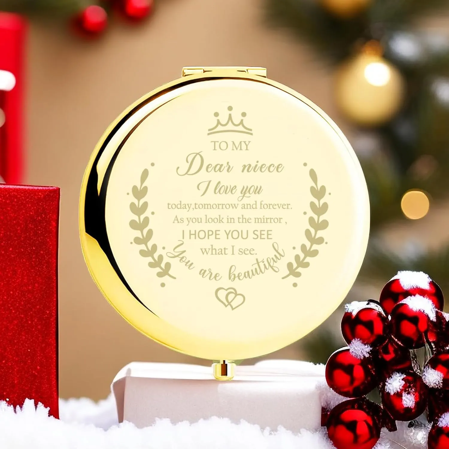 Niece Gifts Compact Mirror for Niece from Aunt to My Niece Makeup Mirror Birthday Gifts for Niece from Auntie Uncle Gifts for Niece Birthday Christmas