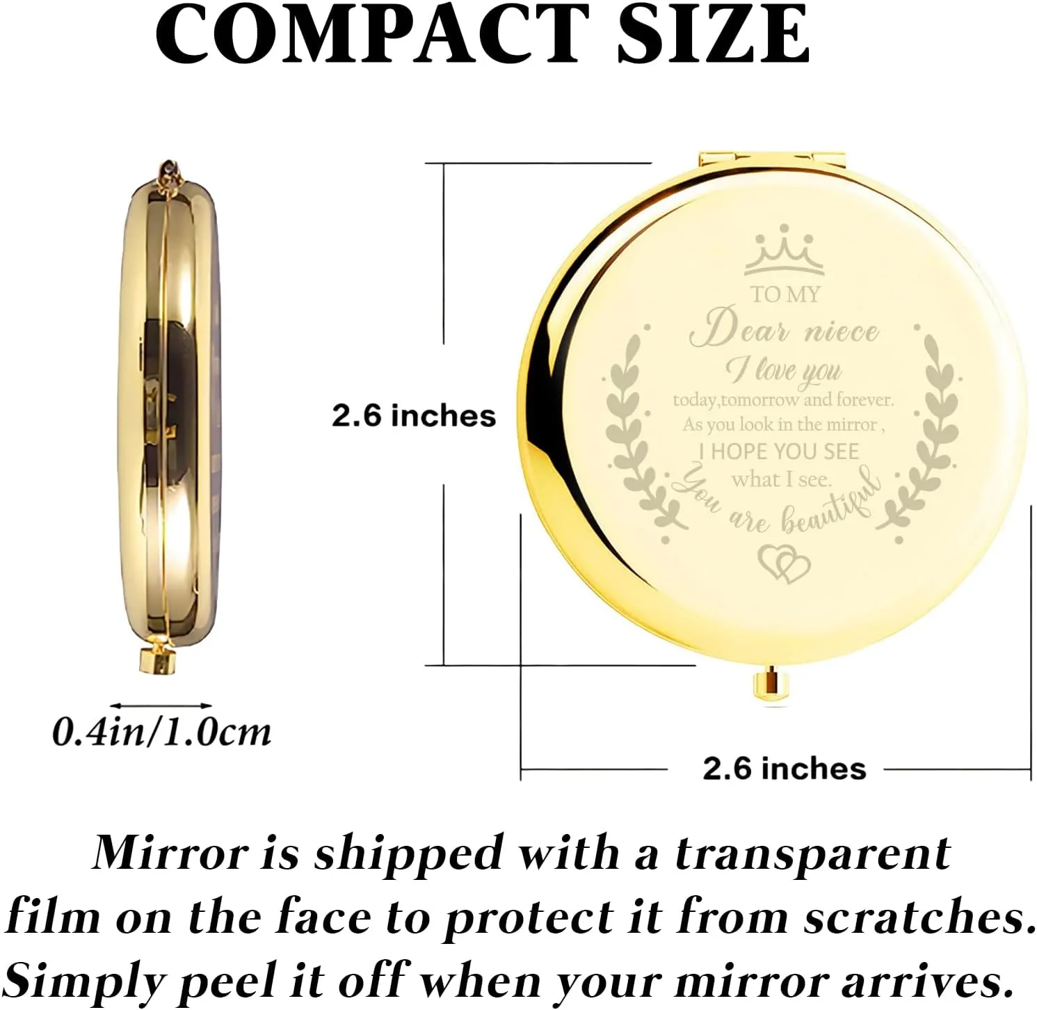 Niece Gifts Compact Mirror for Niece from Aunt to My Niece Makeup Mirror Birthday Gifts for Niece from Auntie Uncle Gifts for Niece Birthday Christmas