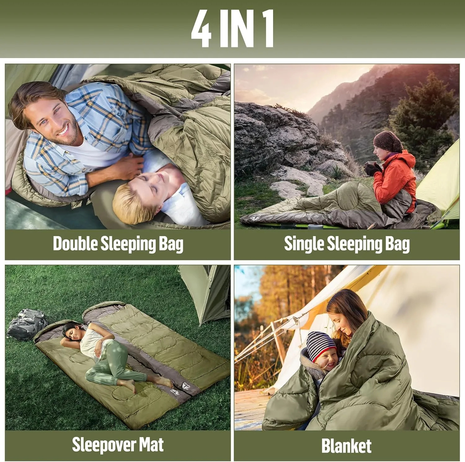 Night Cat Camping Sleeping Bag for Adults Portable Lightweight Backpacking Hiking Traveling Indoor Outdoor Temperature 5-15℃ Switch to a Quilt or Blanket