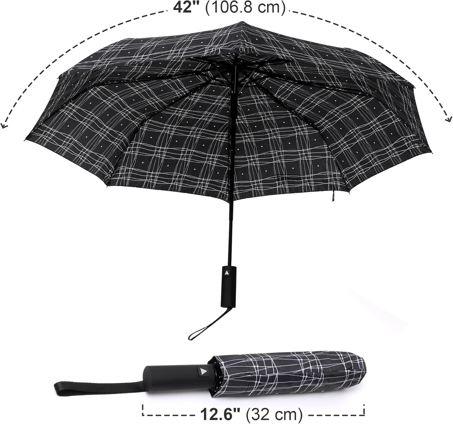 Nollia Windproof Automatic Travel Umbrella, Compact Portable with Reinforced Ribs for Sun & Rain