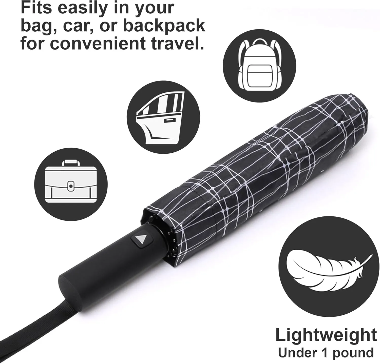 Nollia Windproof Automatic Travel Umbrella, Compact Portable with Reinforced Ribs for Sun & Rain