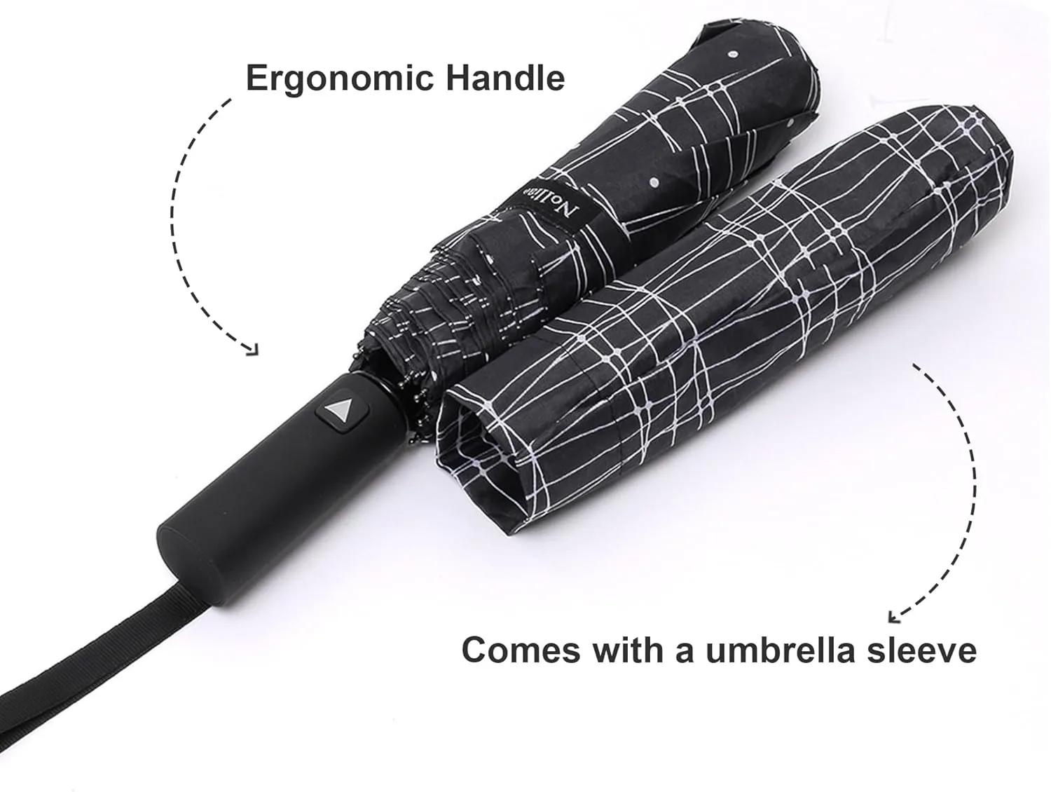Nollia Windproof Automatic Travel Umbrella, Compact Portable with Reinforced Ribs for Sun & Rain