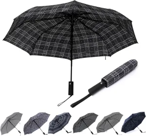 Nollia Windproof Automatic Travel Umbrella, Compact Portable with Reinforced Ribs for Sun & Rain