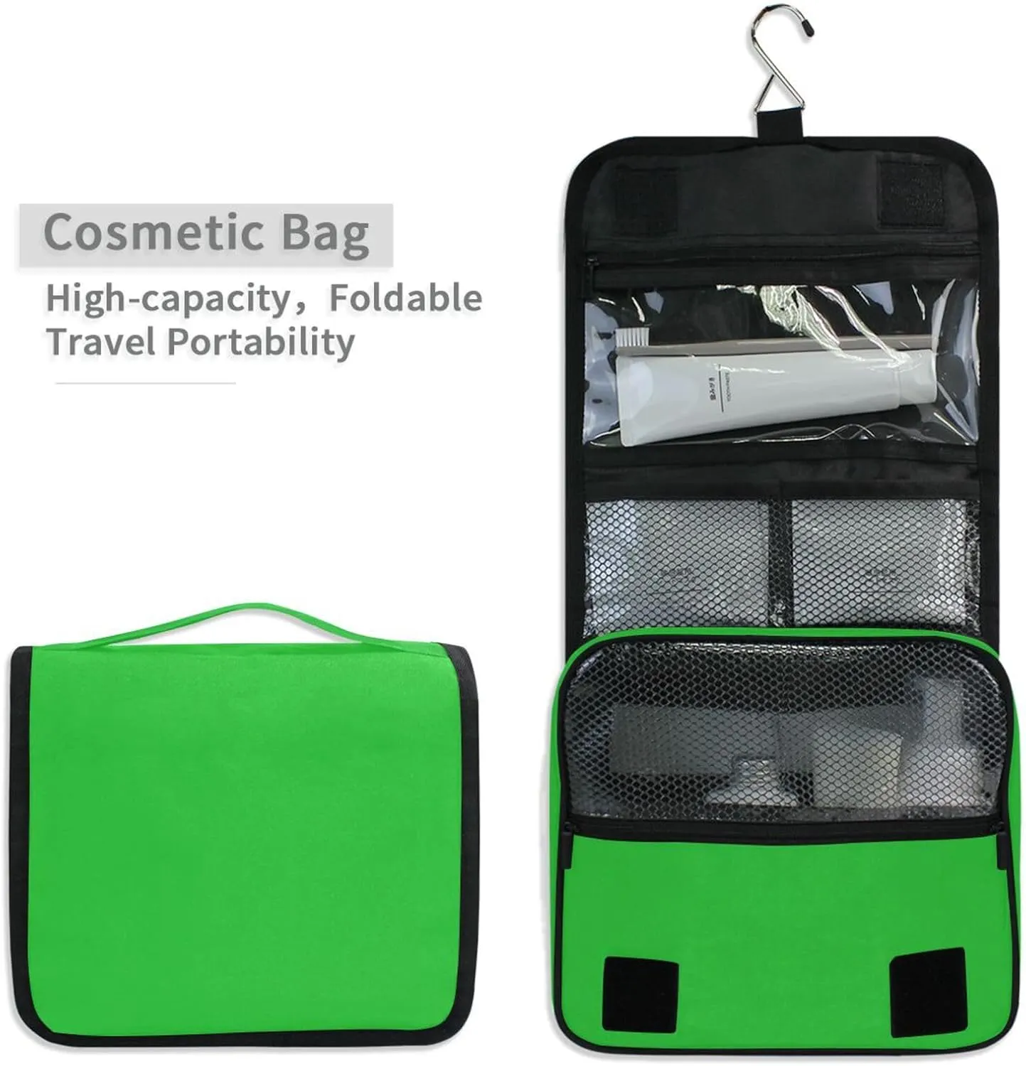 ODAWA Toiletry Bag Malachite Hanging Travel Makeup Organizer with Hook Travel Organizer for Men and Women