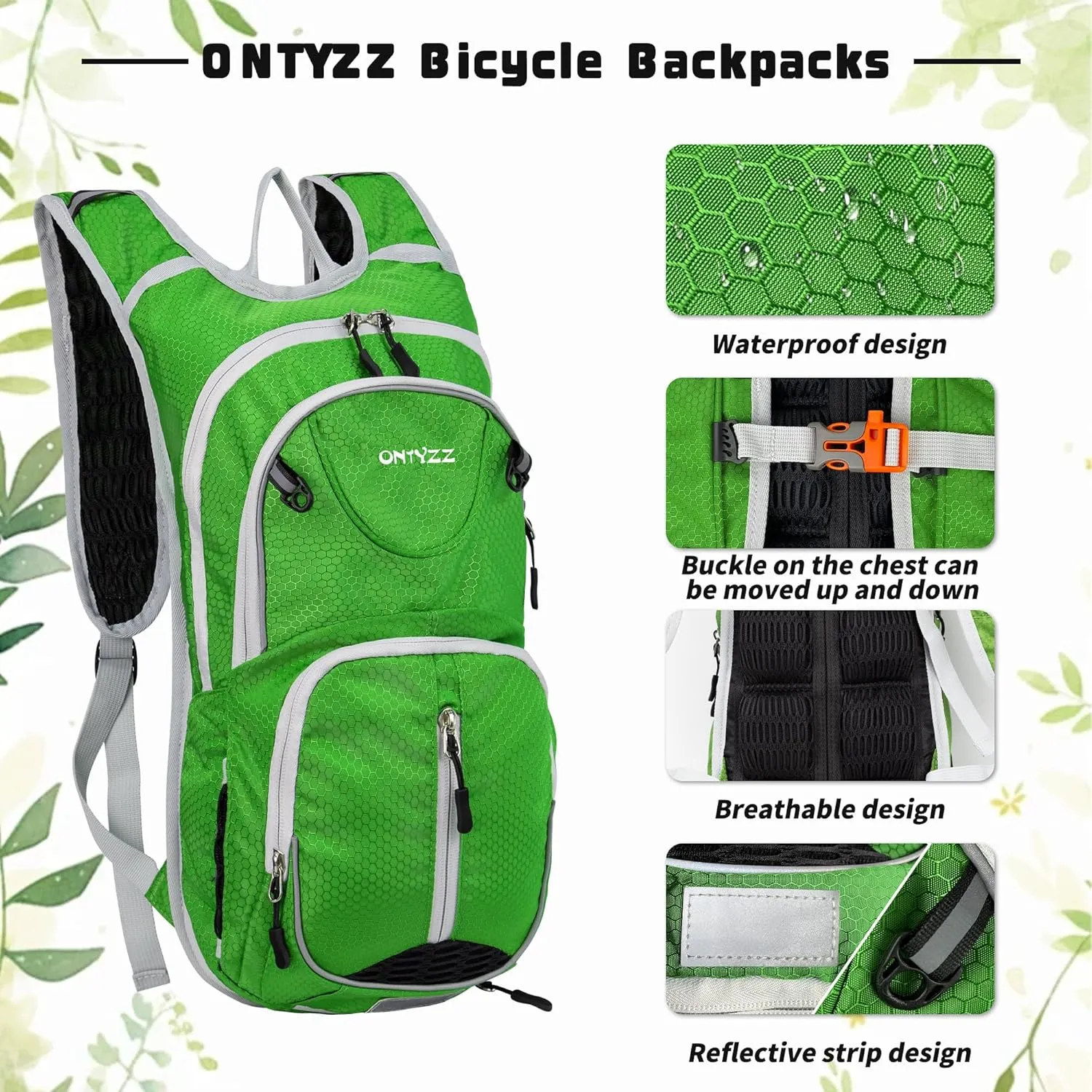 ONTYZZ Bicycle Backpack 12L Unisex Nylon Waterproof Bicycle Shoulder Rucksack Travel Backpack