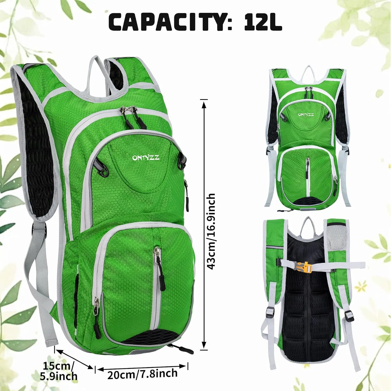ONTYZZ Bicycle Backpack 12L Unisex Nylon Waterproof Bicycle Shoulder Rucksack Travel Backpack
