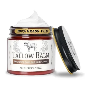 Organic Whipped Beef Tallow for Skin & Face | Tallow & Honey Balm Moisturizer | Selected Honey & Beeswax, Non-Comedogenic & Fragrance-Free for Dry Skin, (White, 2.12 Ounce (Pack of 1))