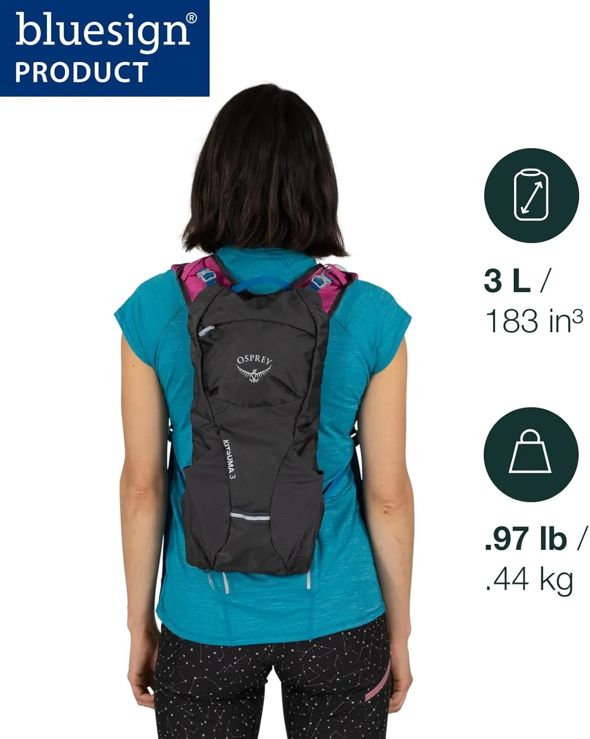 Osprey Kitsuma 3L Women's Biking Backpack with Hydraulics Reservoir, Space Travel Grey