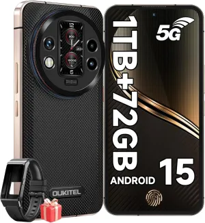OUKITEL WP200 Pro Android 15 Rugged Phone 5G Unlocked-72GB RAM 1TB ROM Rugged Smartphone with Earphone/SmartWatch, 8800mAh(45w)Battery, 6.7'' FHD 120HZ AMOLED Display,108MP Camera, NFC/AI/GPS/T-Mobile